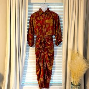 Entro Elegant Red and Gold Women's Dress